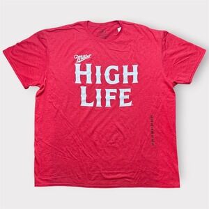 Miller High Life Beer Graphic T-Shirt Mens 2XL Heather Red‎ Short Sleeve New